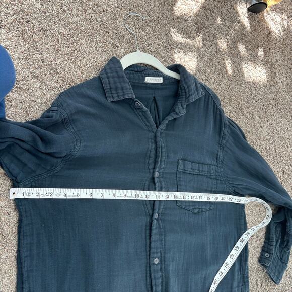 Free People x CP Shades Gray Gauzy Button Down Sz XS Cotton Blue Essential - Picture 13 of 15